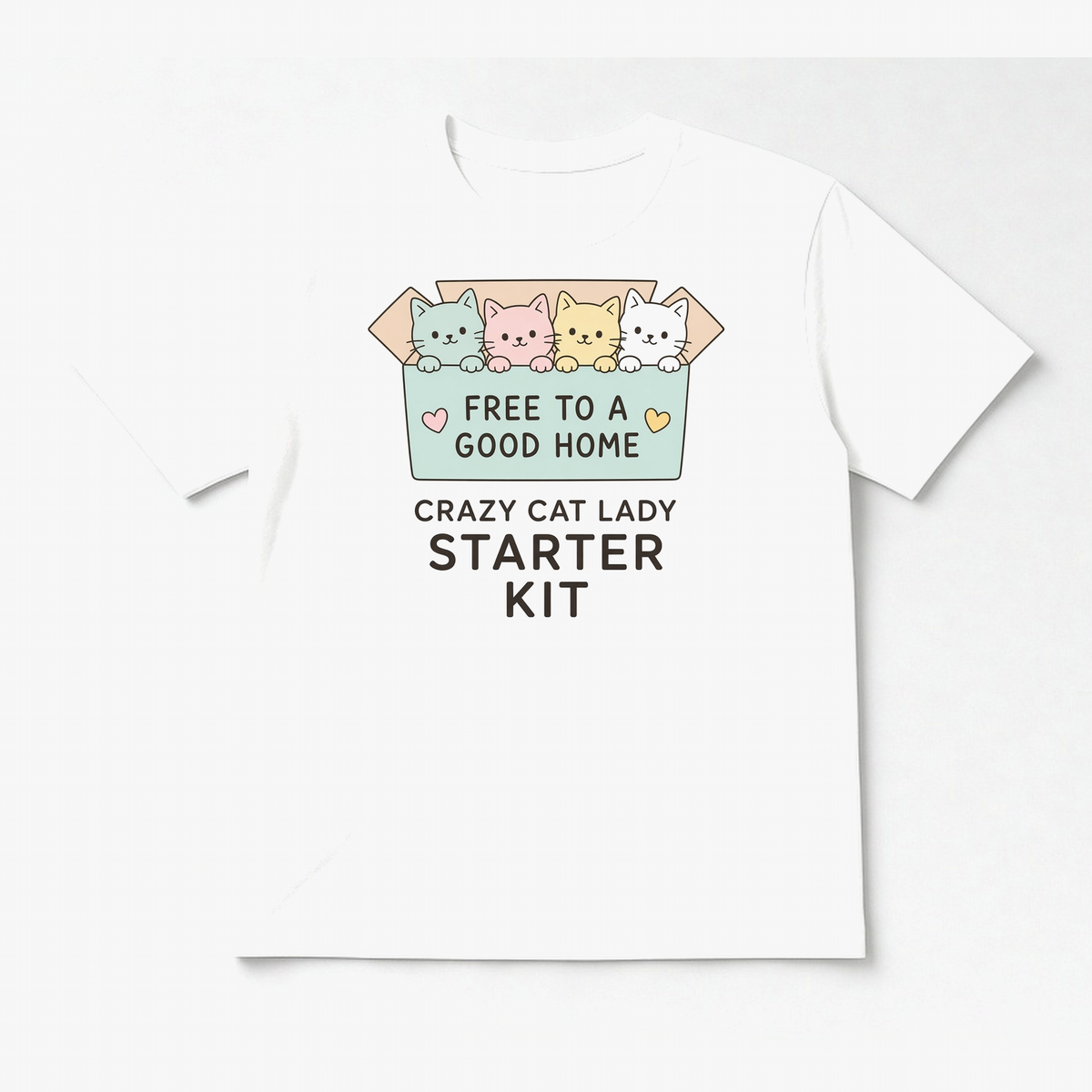 Crazy Cat Lady Starter Kit tee in White, flat lay