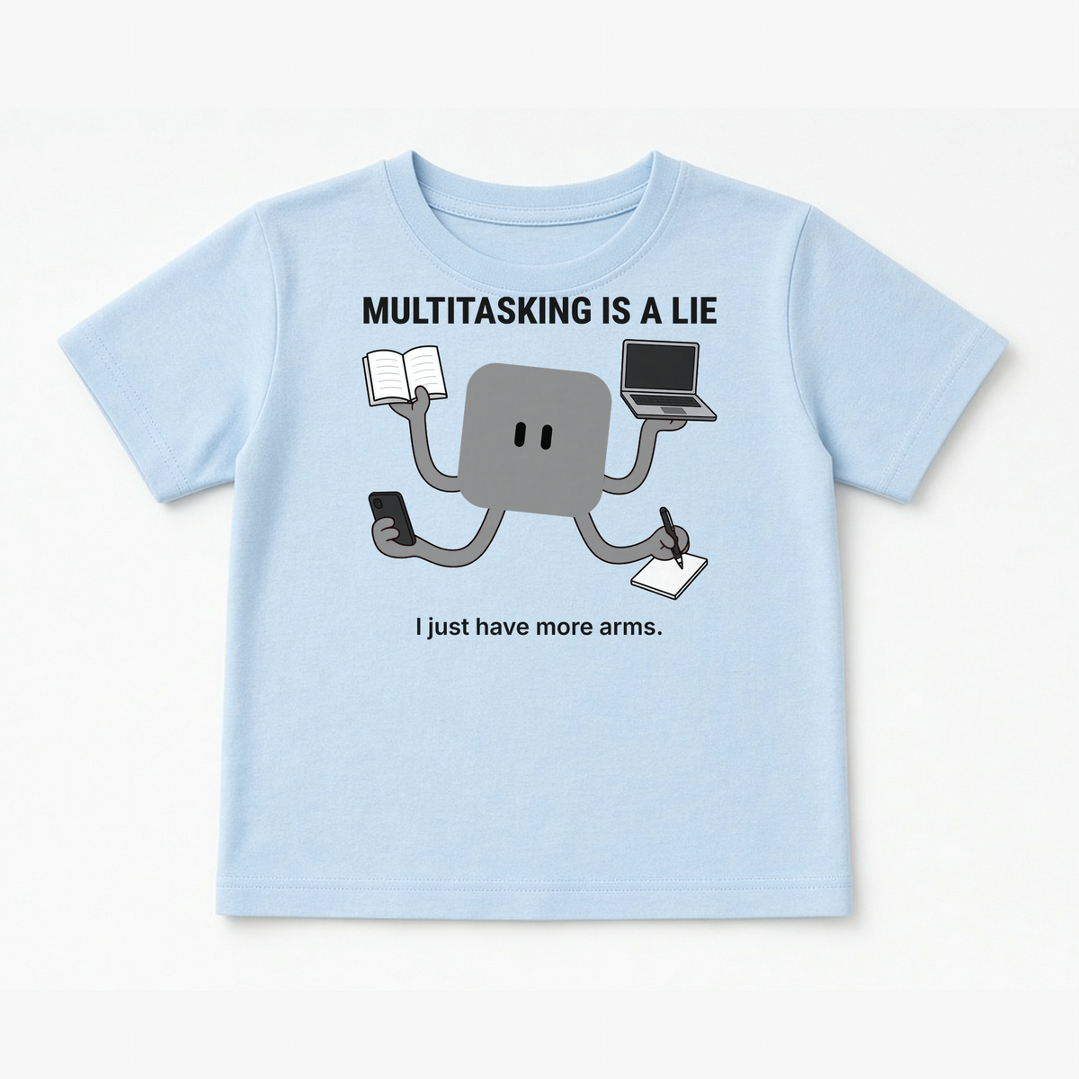 Multitasking Tee – Baby Blue, flat lay