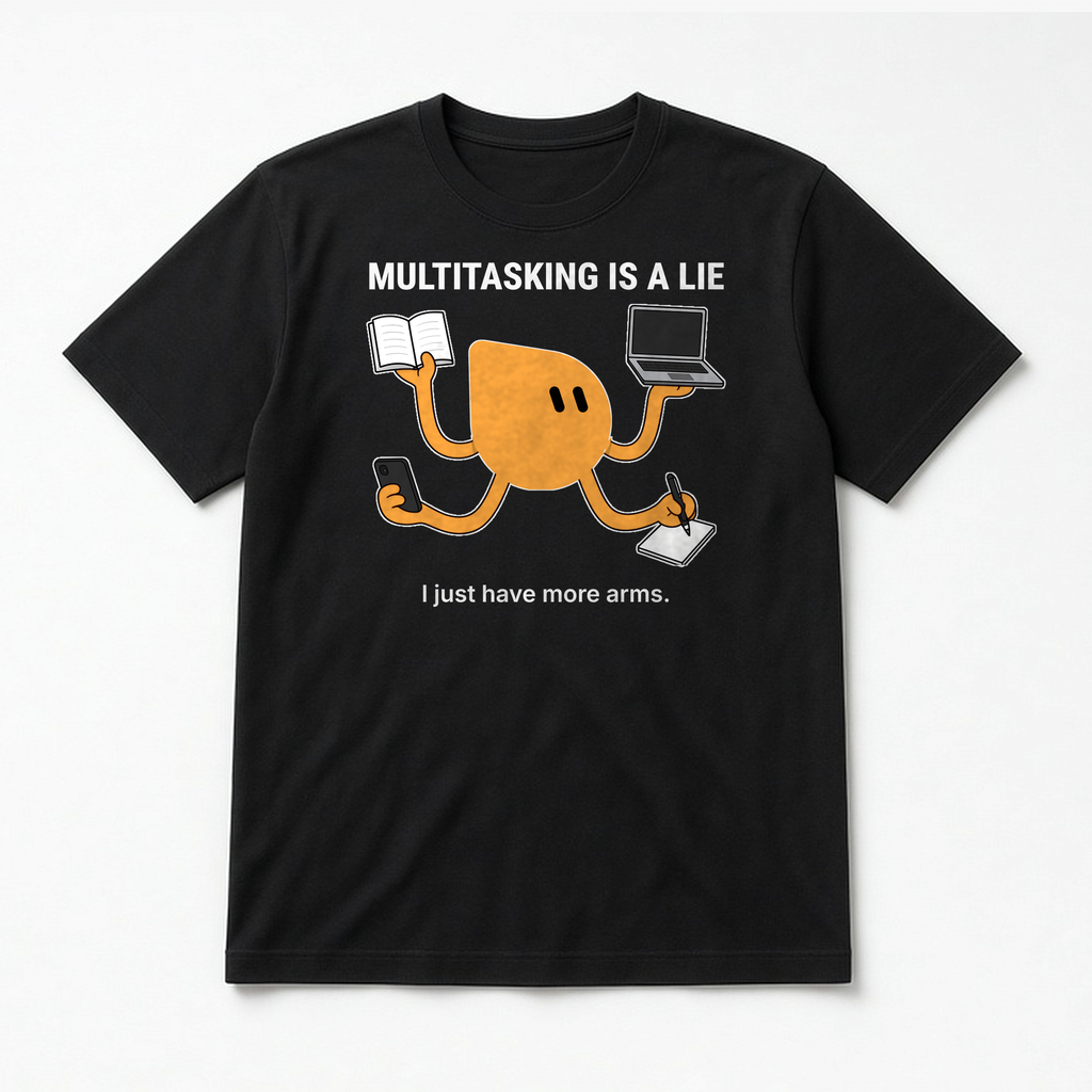 Multitasking Tee – Black, flat lay