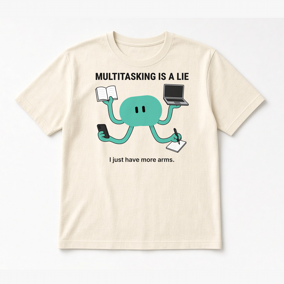 Multitasking Tee – Natural, flat lay