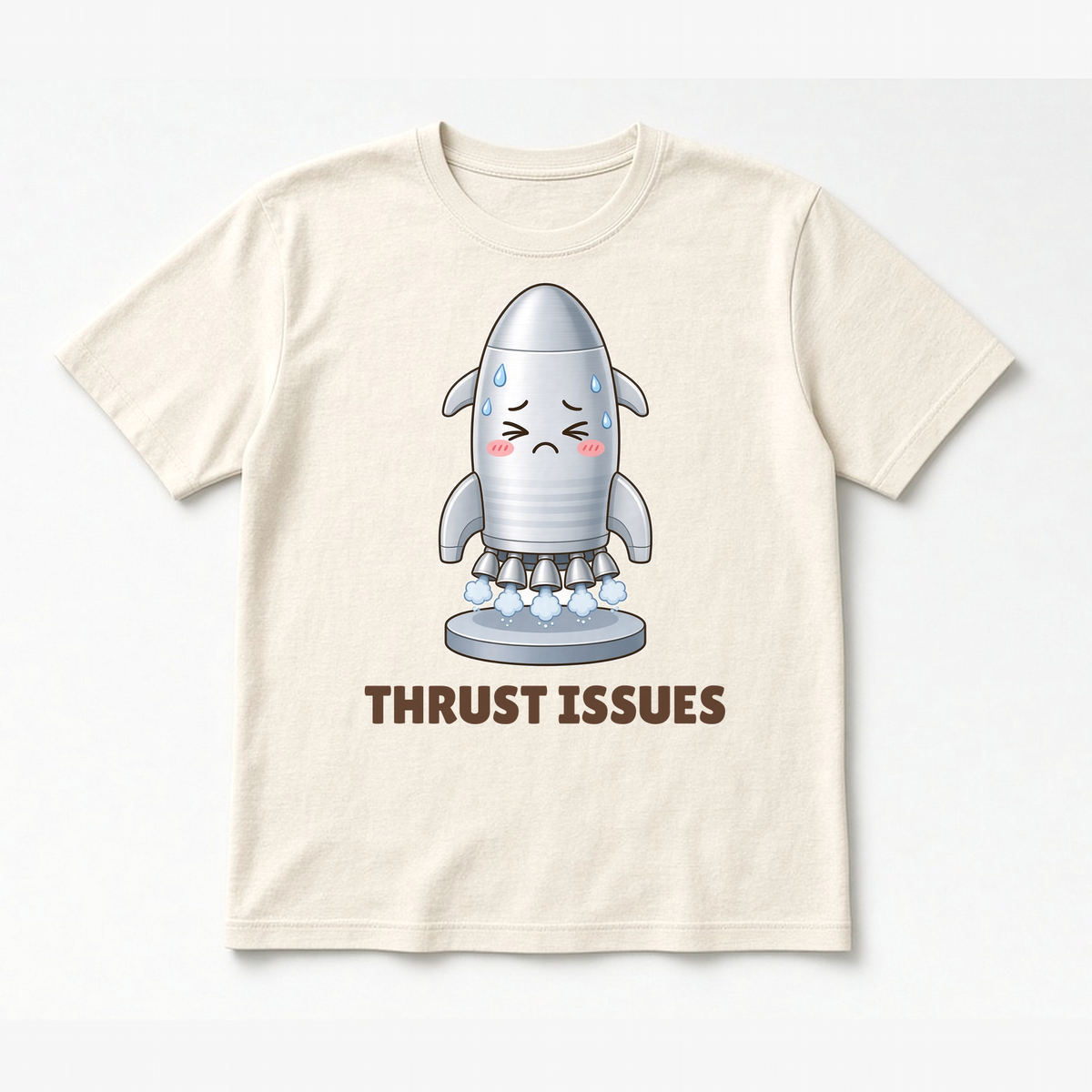 Thrust Issues tee in Natural, flat lay