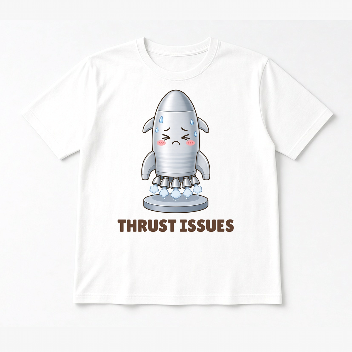 Thrust Issues tee in White, flat lay